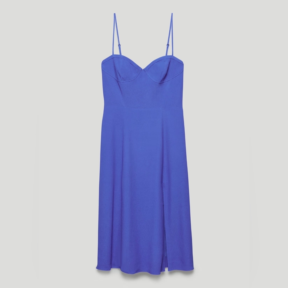 Sunday Best Royal Blue Midi Dress with Spaghetti Straps